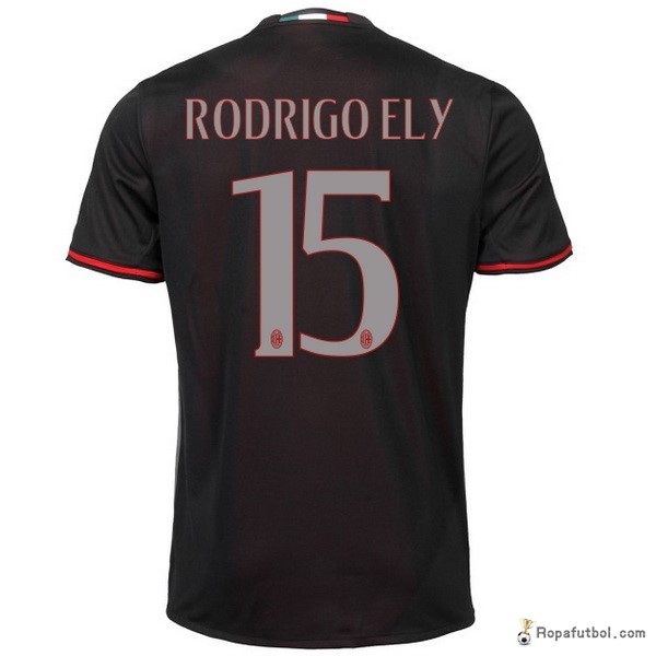 Camiseta AC Milan Replica Primera Ropa Rodrigoely 2016/17 Negro